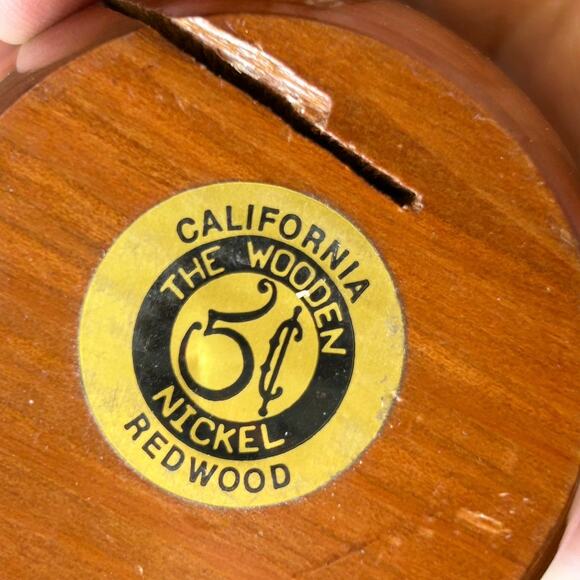Vintage Hand Carved Trinket Box California redwood the wooden nickel hummingbird - Picture 10 of 12